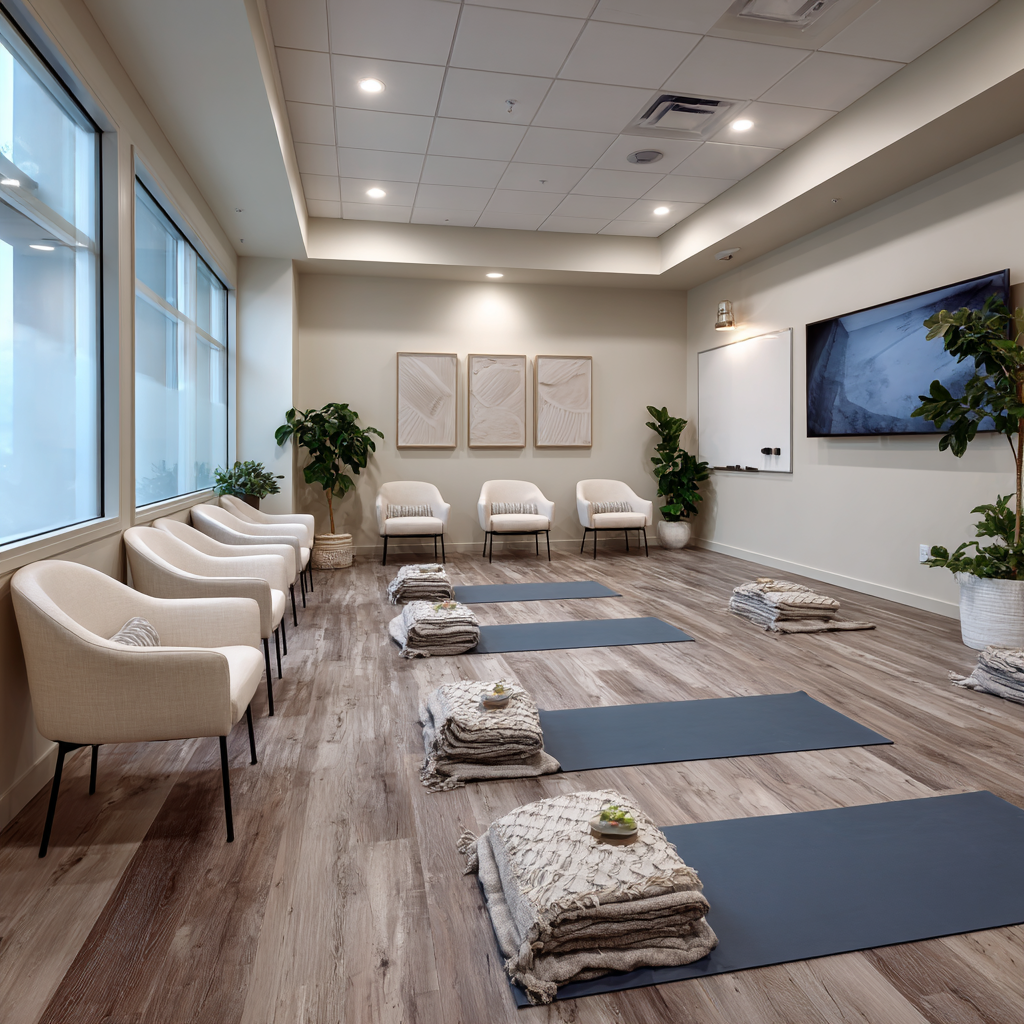 Fitness and wellness area at New Dawn in Moreno Valley